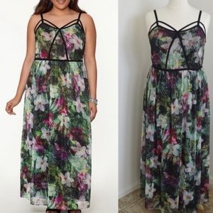 Lane Bryant Chiffon Floral Strappy Maxi Dress Size 20